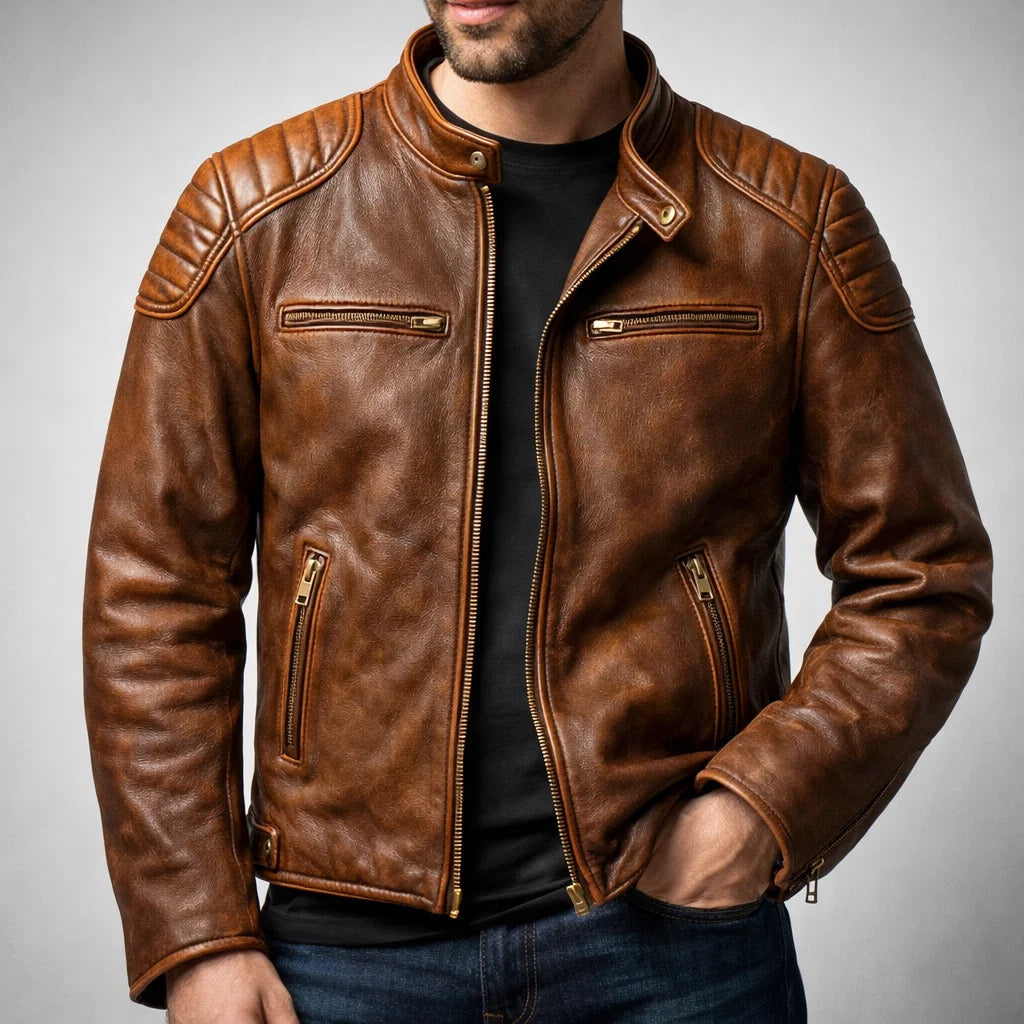Casaco de couro casual