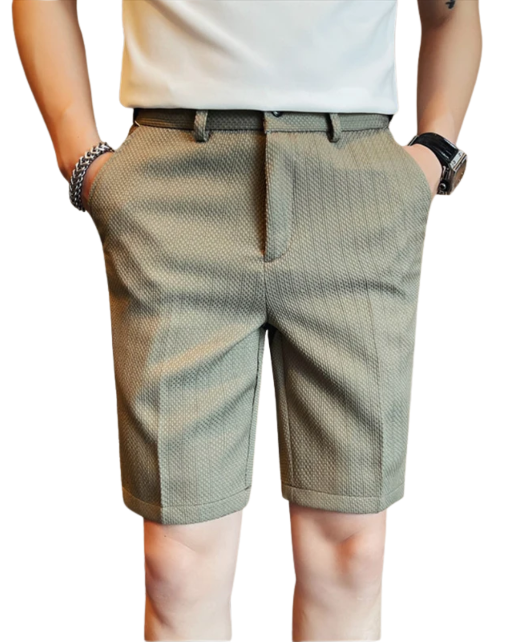 Calções elegantes com padrão waffle