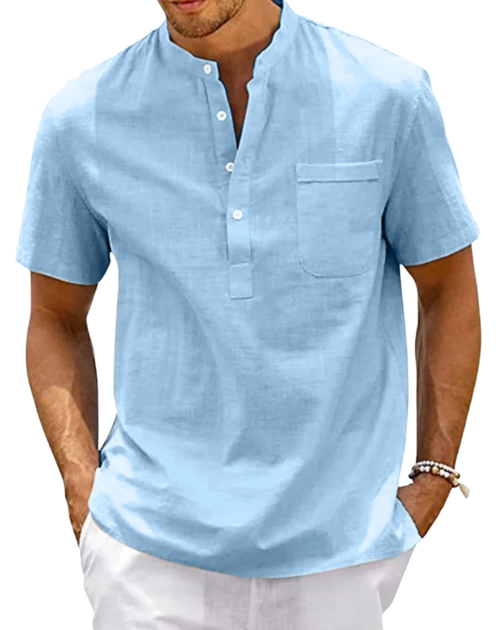 Camisa elegante de algodão de manga curta