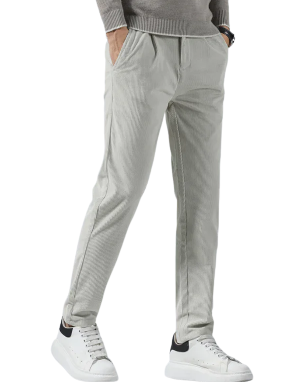 Calças casuais de veludo cotelê