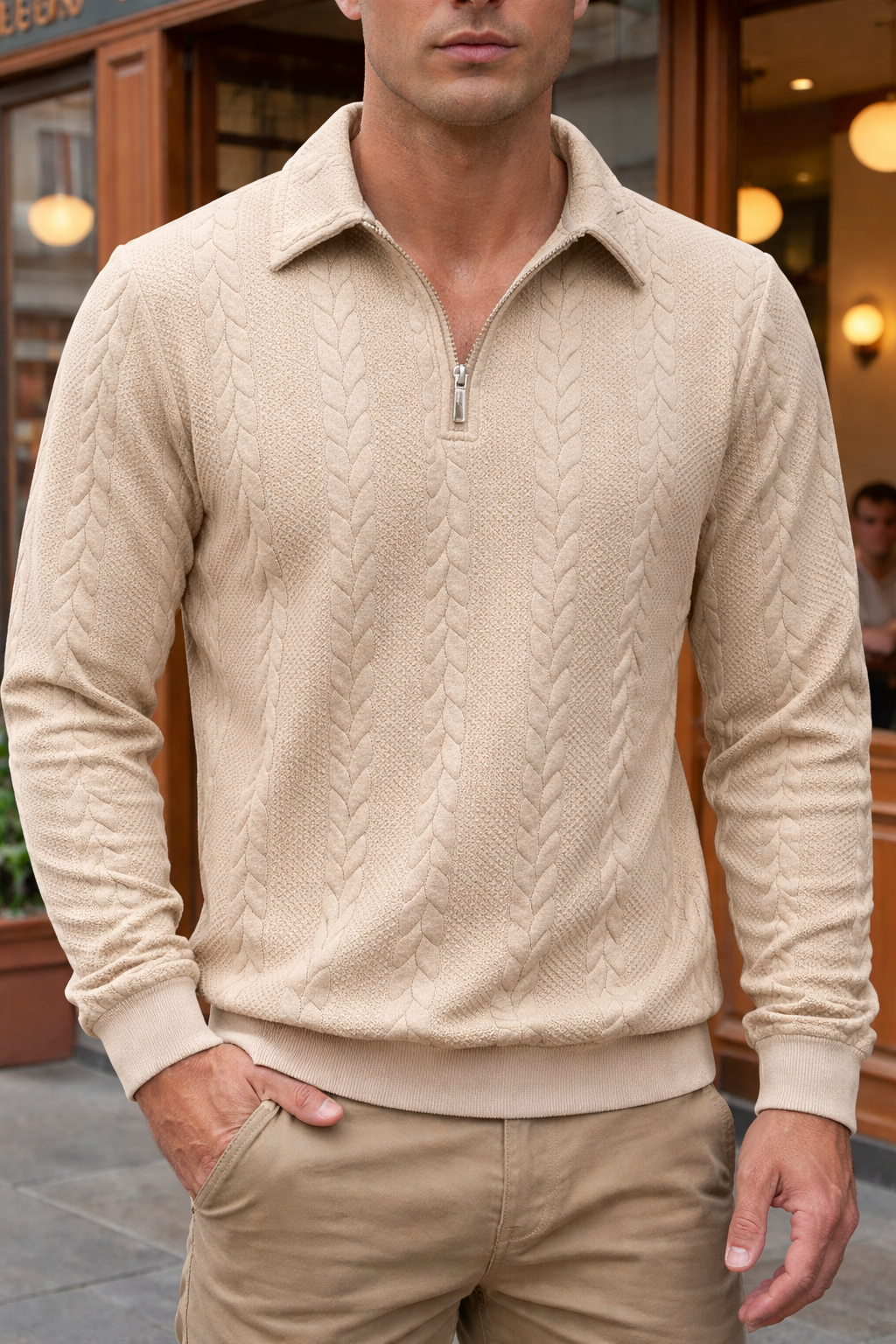 Italienischer Strickpullover mit Reißverschluss