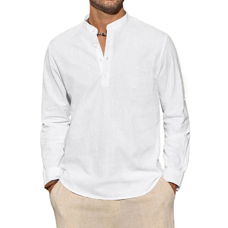 Camisa Henley elegante em algodão