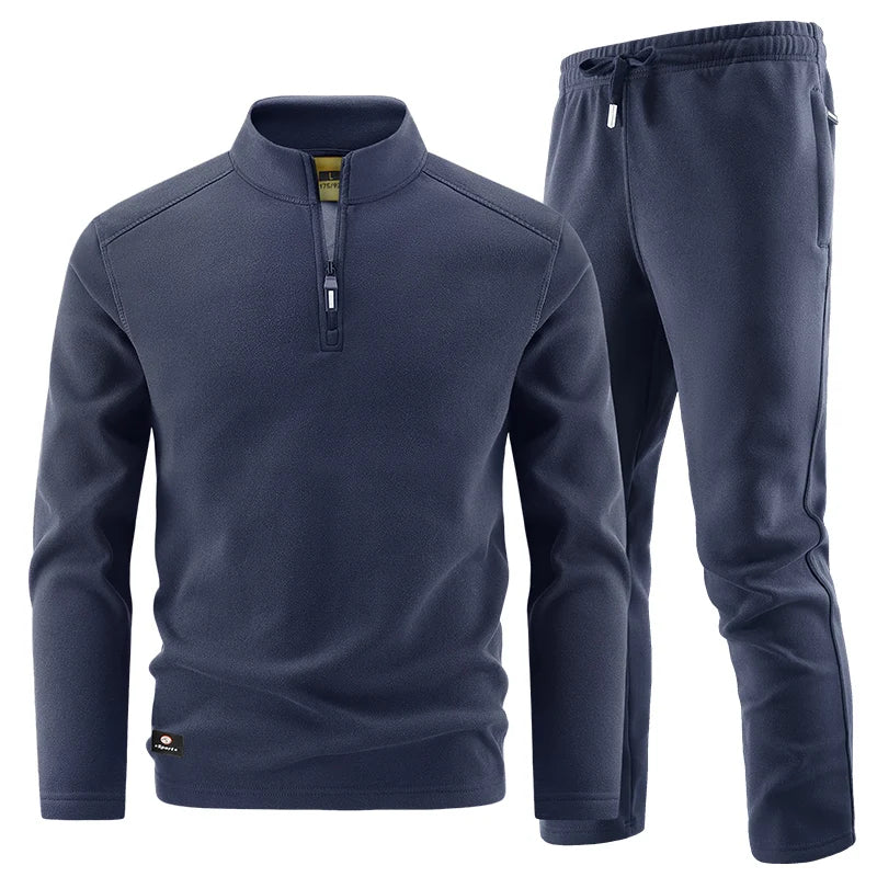 Conjunto elegante de camisola com fecho para homem