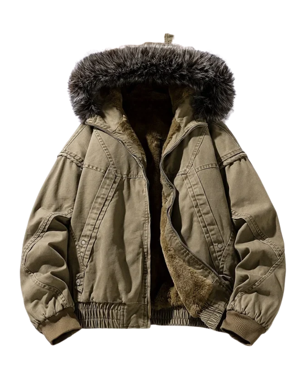 Casaco cargo elegante com forro polar