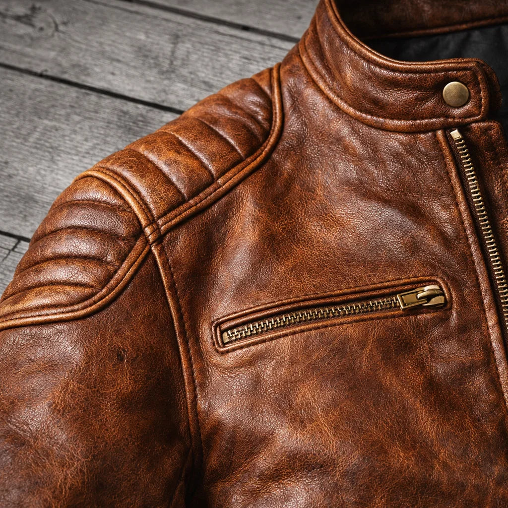 Casaco de couro casual