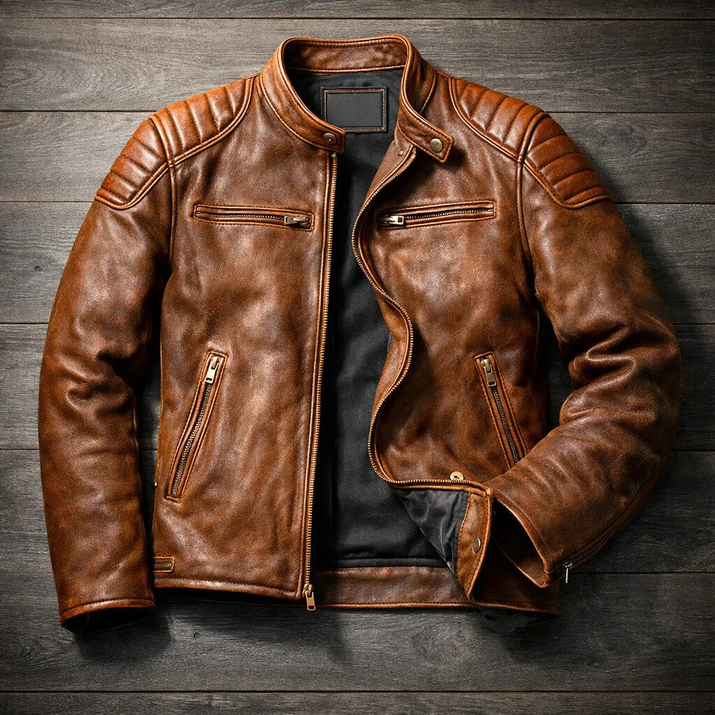 Casaco de couro casual