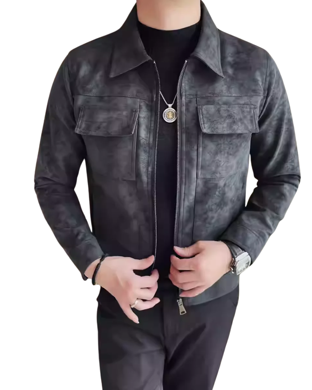 Casaco casual de camurça