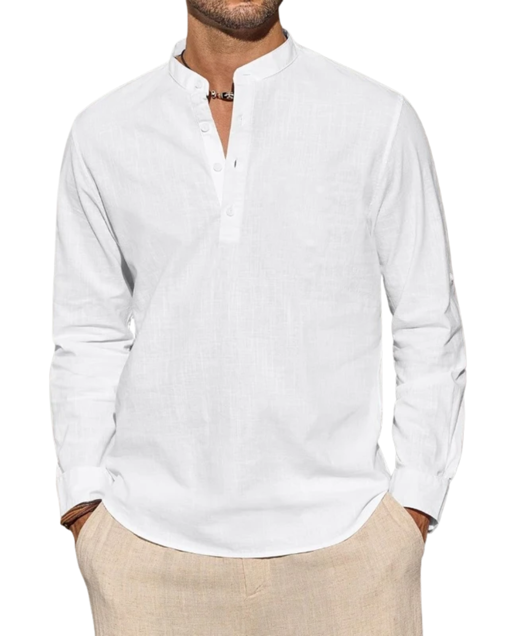 Camisa Henley elegante em algodão