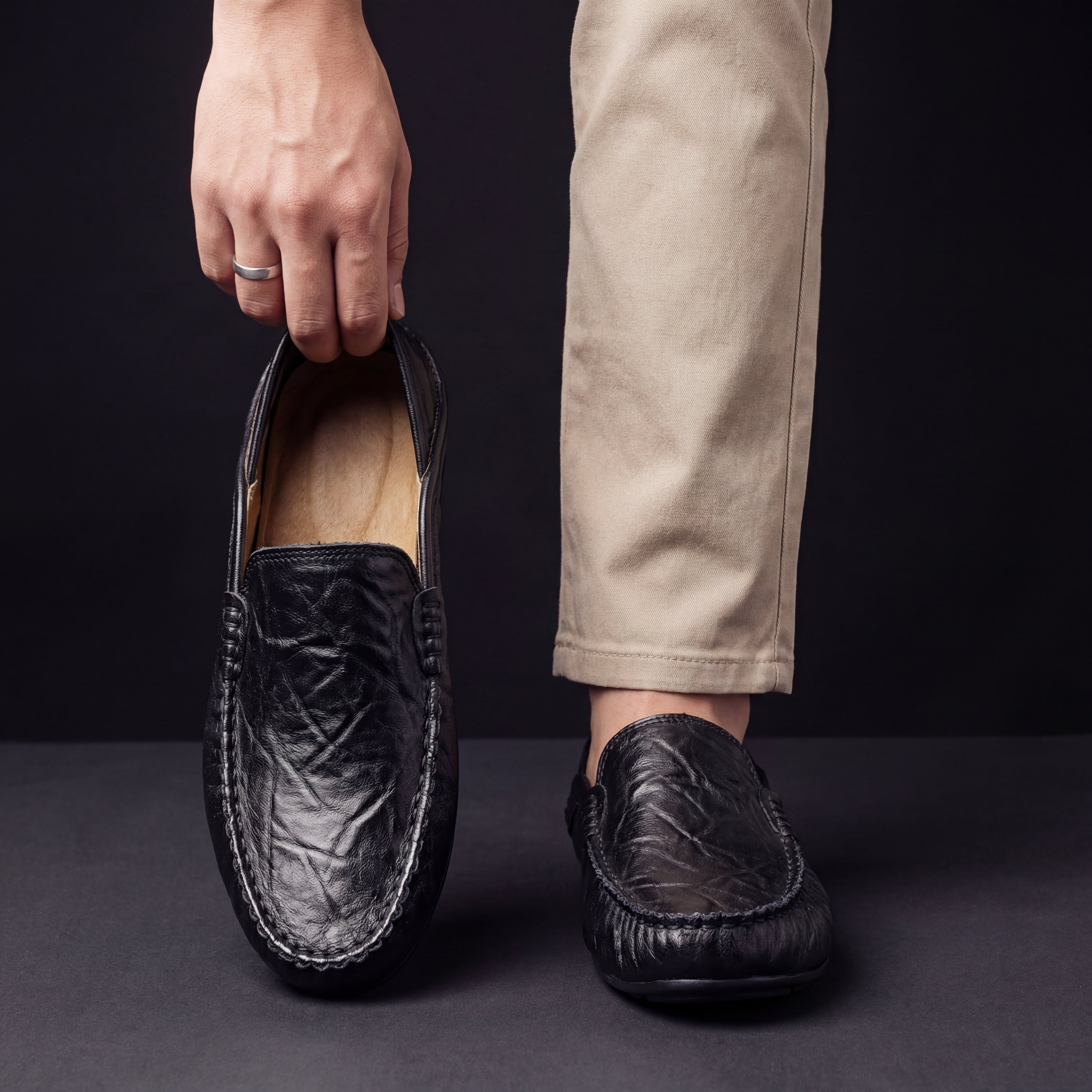 Mocassins de couro casuais