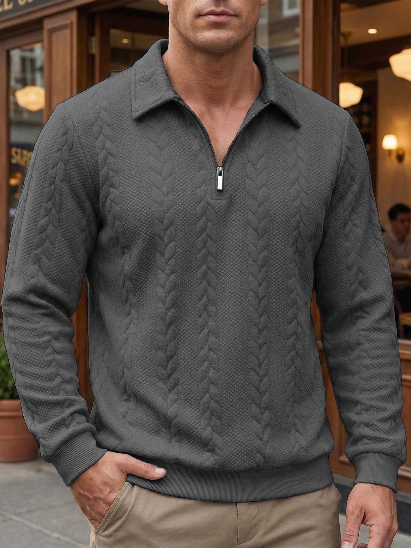 Italienischer Strickpullover mit Reißverschluss