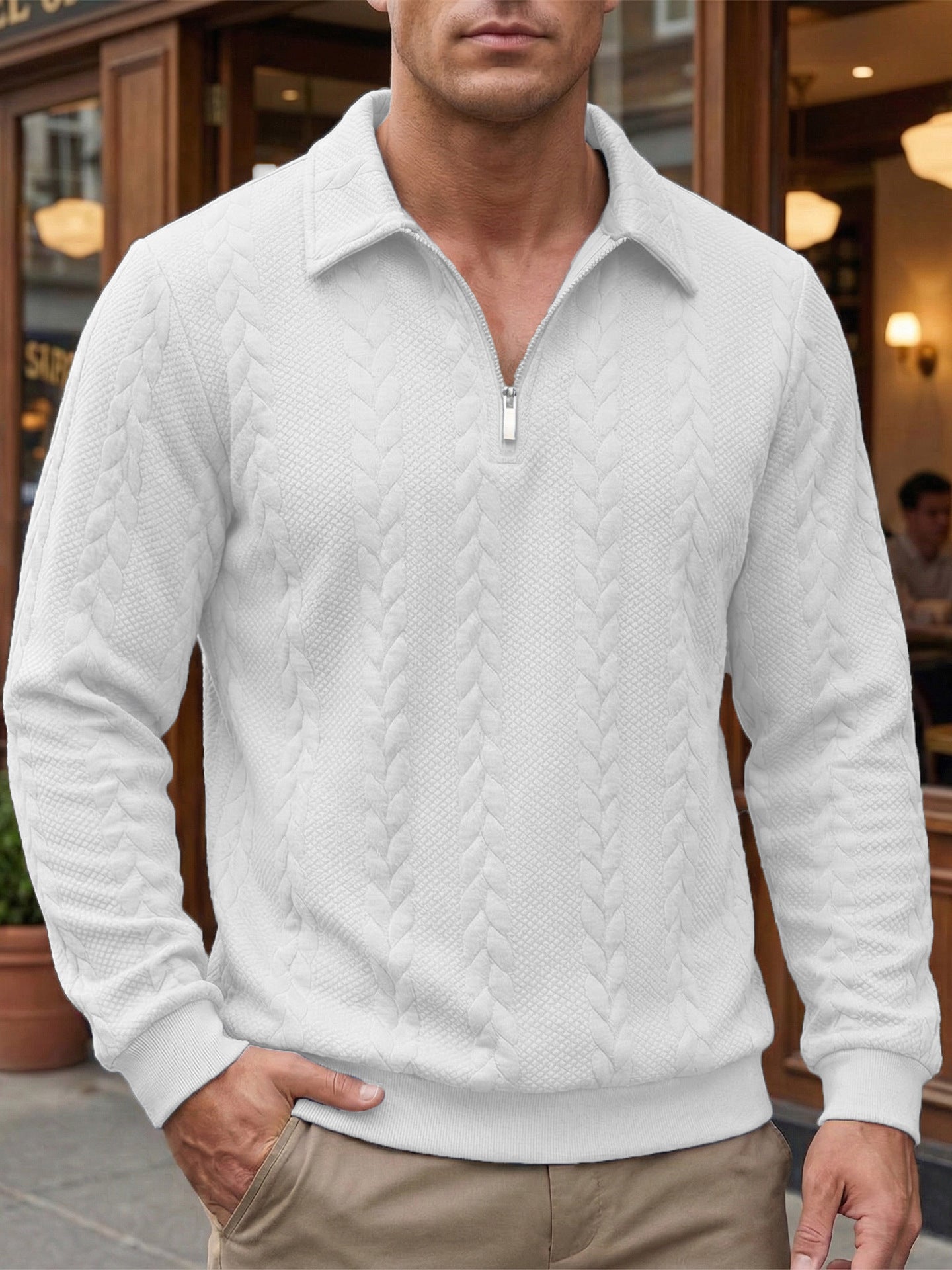 Italienischer Strickpullover mit Reißverschluss