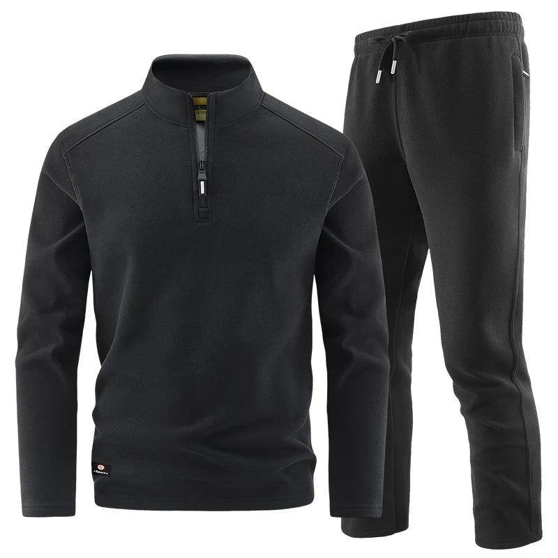 Conjunto elegante de camisola com fecho para homem