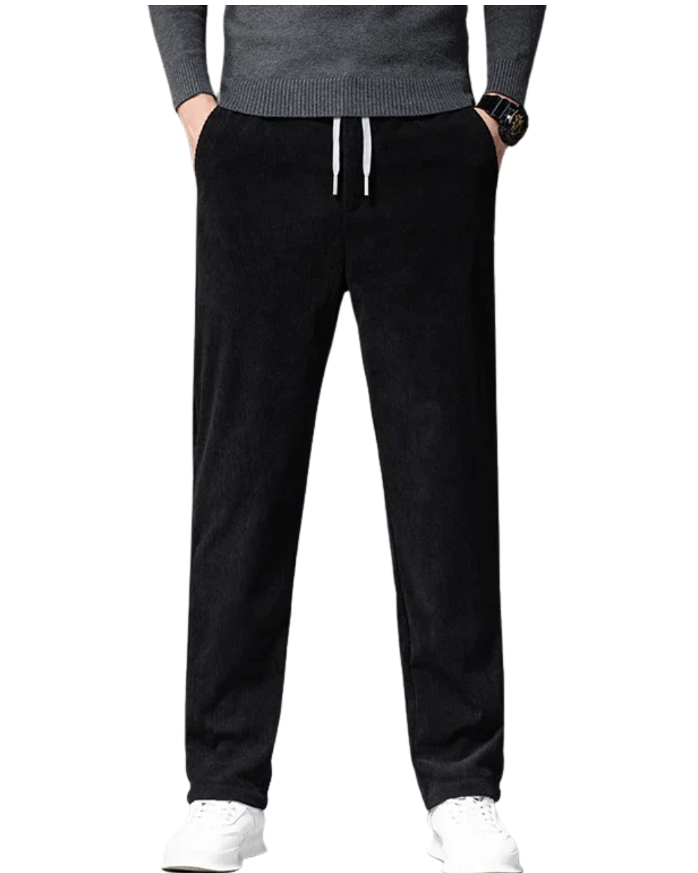 Calças Elegantes de Veludo Cotelê