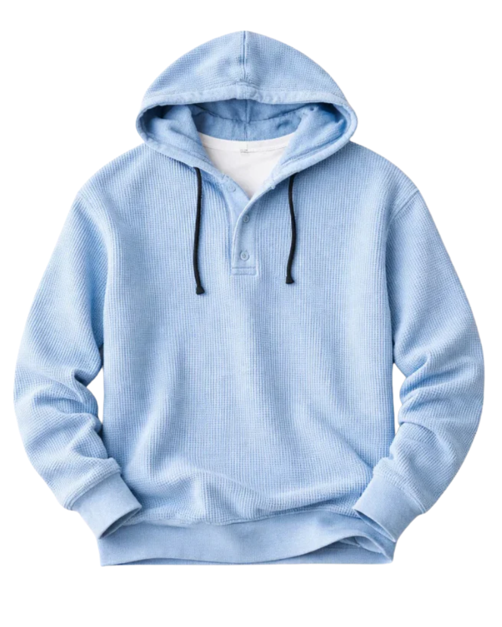 Casaco com capuz elegante em malha waffle